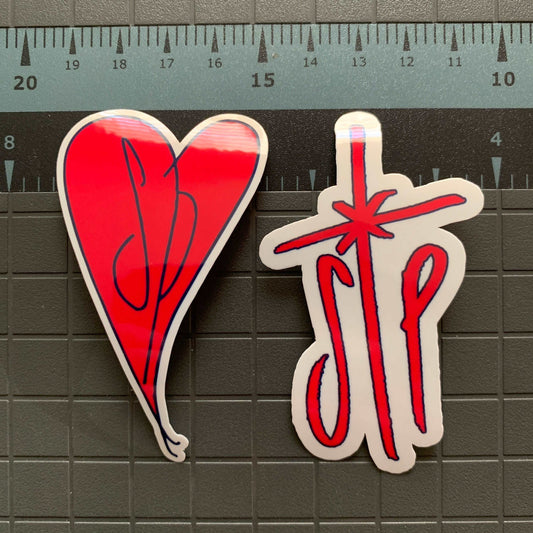 2pc Smashing Pumpkins Stickers! Smashing Pumpkins Heart logo + Cross logo Decals UV and Water Resistant