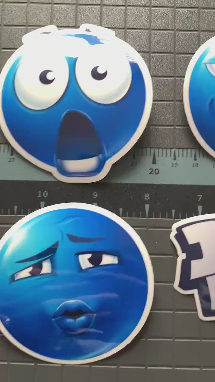 Funny Blue Emoji Sticker Pack - Premium TikTok Emoji Decals UV and Water Resistant